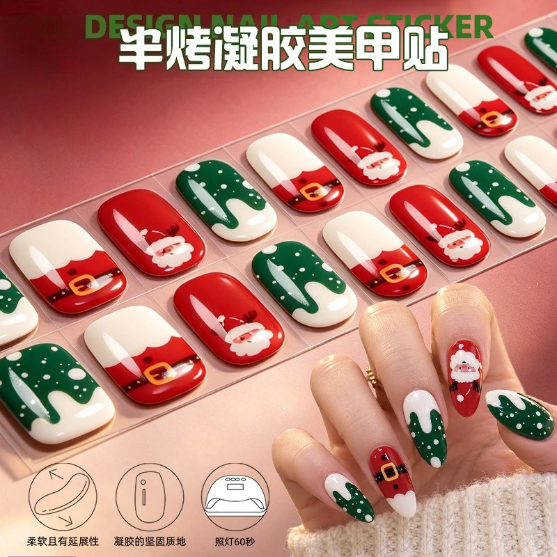New Christmas Gel Manicure Sticker UV Semi-cured Nail Sticker Snowflake Waterproof Light Phototherapy Sticker