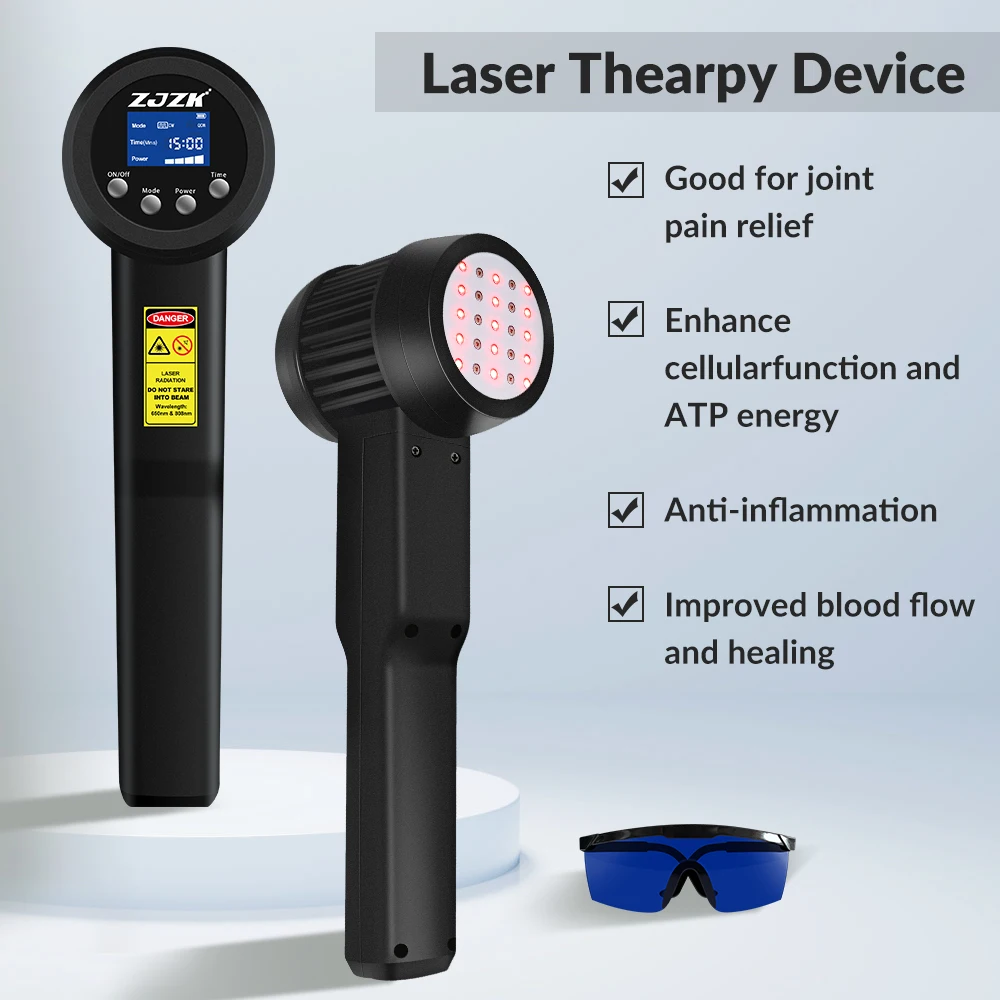 Zjzk Professionele 8W Low Level Lasertherapie 650nm 808nm Rood Licht Therapie Voor Artritis Koude Laser Voor Menselijke Honden Paarden Katten