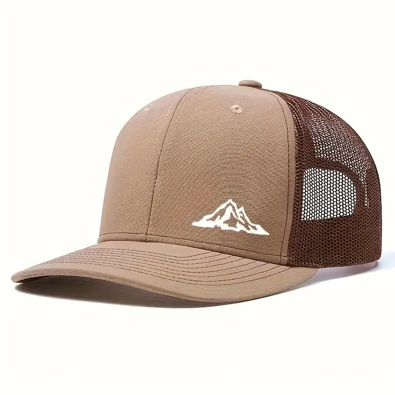 Mountain Printing Baseball Caps for Men Women Fashion Mesh Splicing Breathable Adjustable Sun Hats Outdoor Sports Snapback Caps