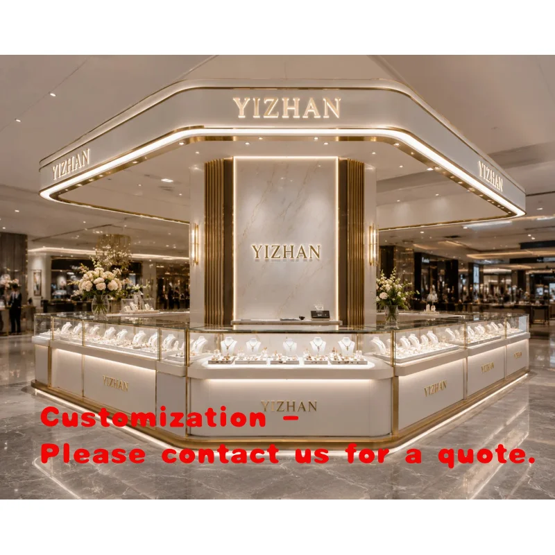 custom.Stainless Steel LED Jewelry Display Glass Counter Durable Heavy-Duty Recyclable Easy Clean Retail Furniture Jewe