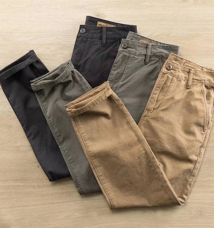 

Heavyweight Casual Cotton Work Trousers for Men Wide Leg Loose Fit Summer Faion Urban Sle Polyester Cosite Fiber