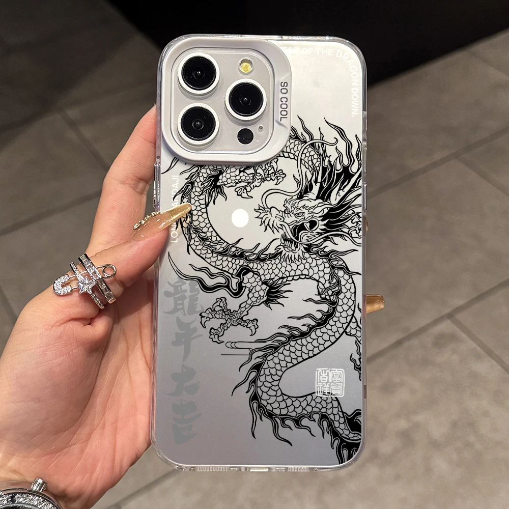 Chinese Loong Dragon Phone Case for Vivo Y100 Y56 Y36 Y33S Y27 Y22 Y21 Y20 Y19 Y17 Y16 Y15 Y11 Y03 V30 V29 V27 V25 4G 5G Cover