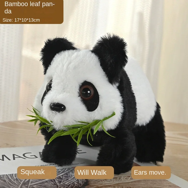 Bonita muñeca Panda de peluche eléctrica simula cola voladora efecto de sonido para caminar morder Panda de bambú juguete electrónico para mascotas regalo tomogachi