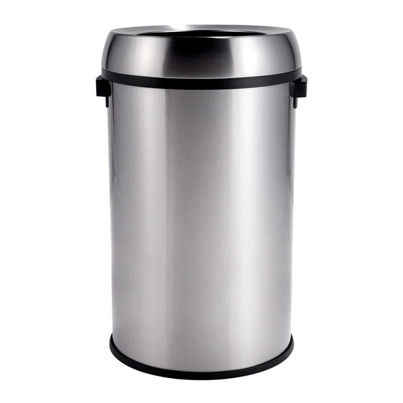 

Large capacity, stainless steel round trash can, kitchen commercial large size direct throw trash can
