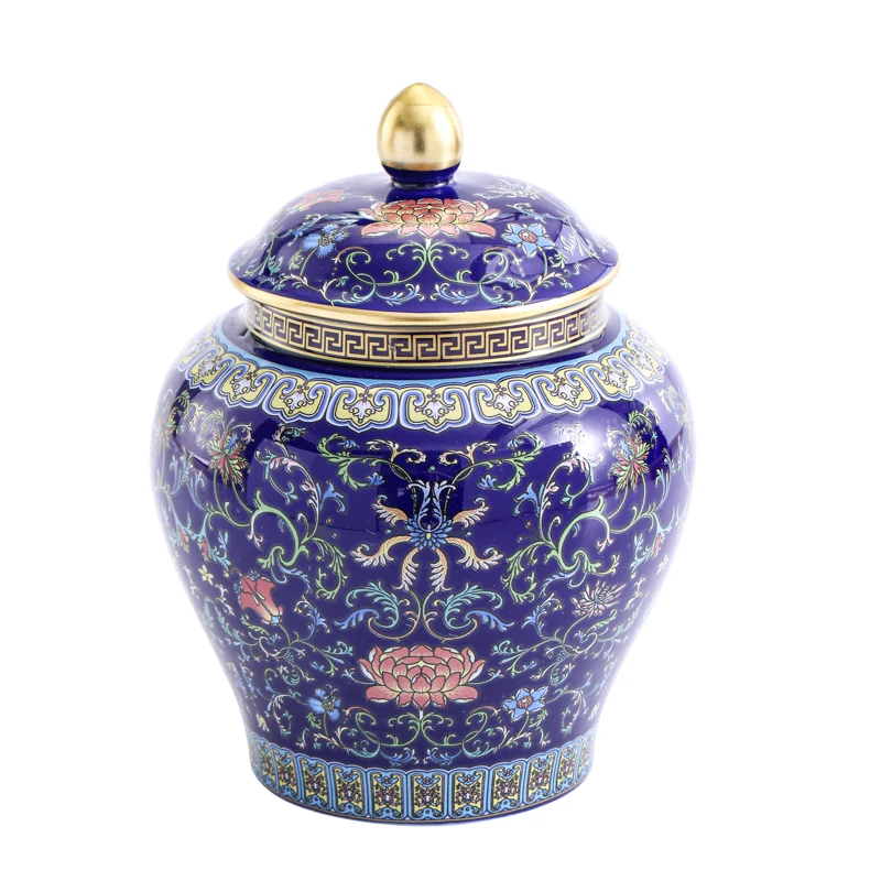 European-style Twisted Flower Ceramic Jar Gold-plated Porcelain Sealed Jar Candy Food Storage Box Crafts Porch Living Room Decor