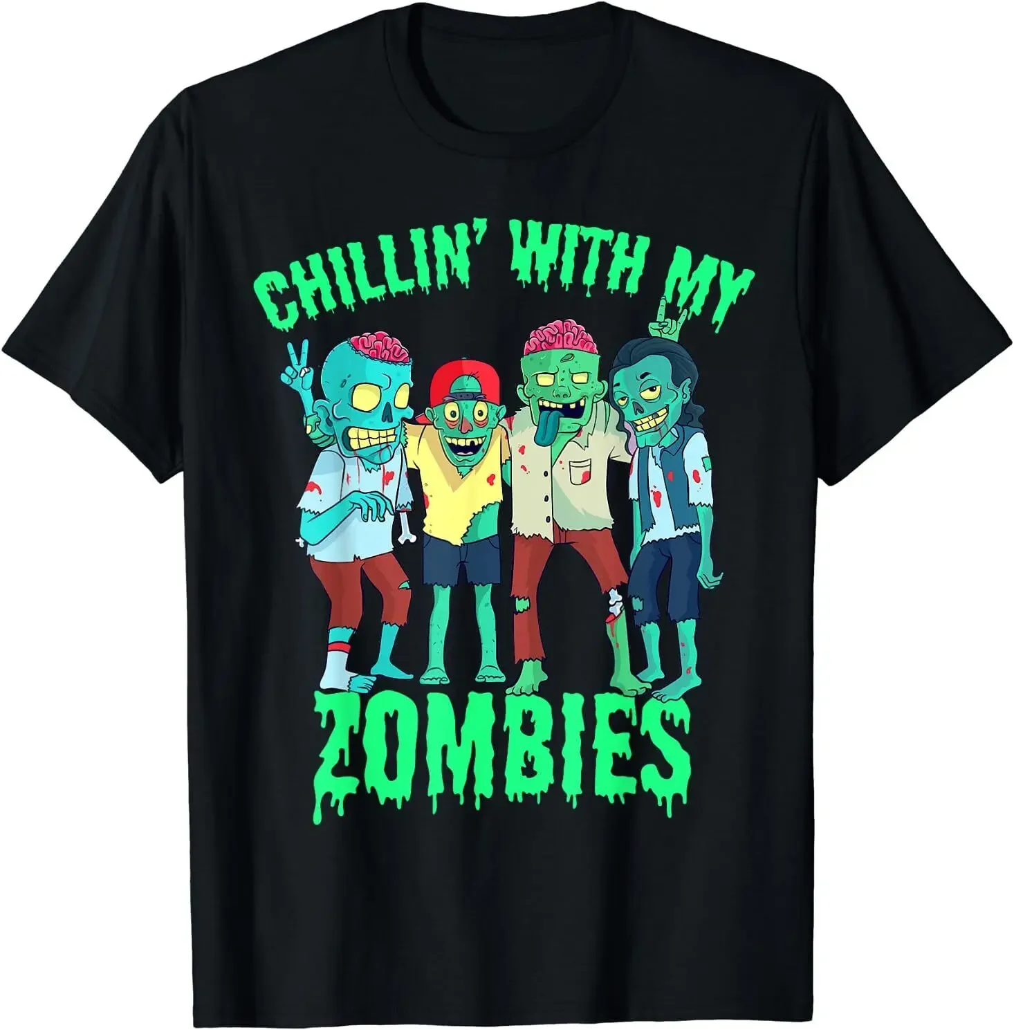 

Chillin with my Zombies Halloween Boys Zombie T-Shirt Size S-5XL