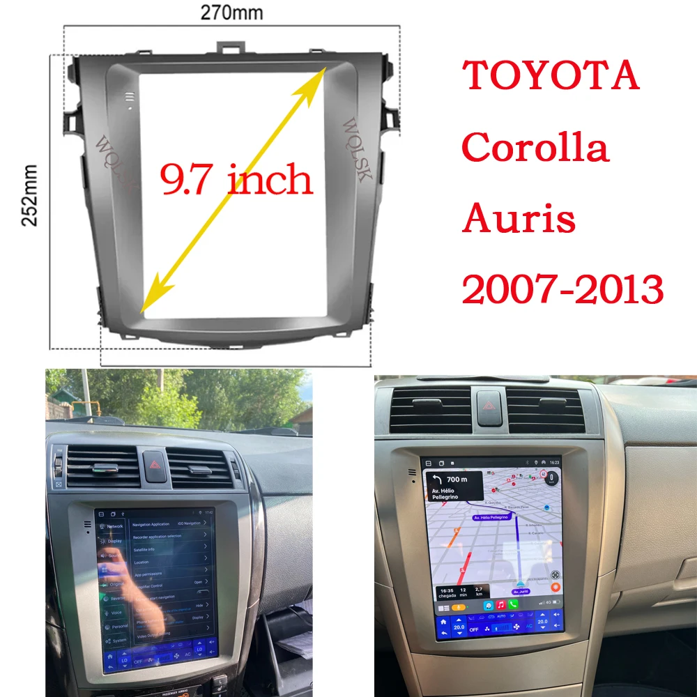 

2 Din Car 9.7 Inch VERTIVAL SCREEN DVD GPS ABS PC Plastic Fascia Plane Frame for TOYOTA Corolla Auris 2007-2013 Dash Kit
