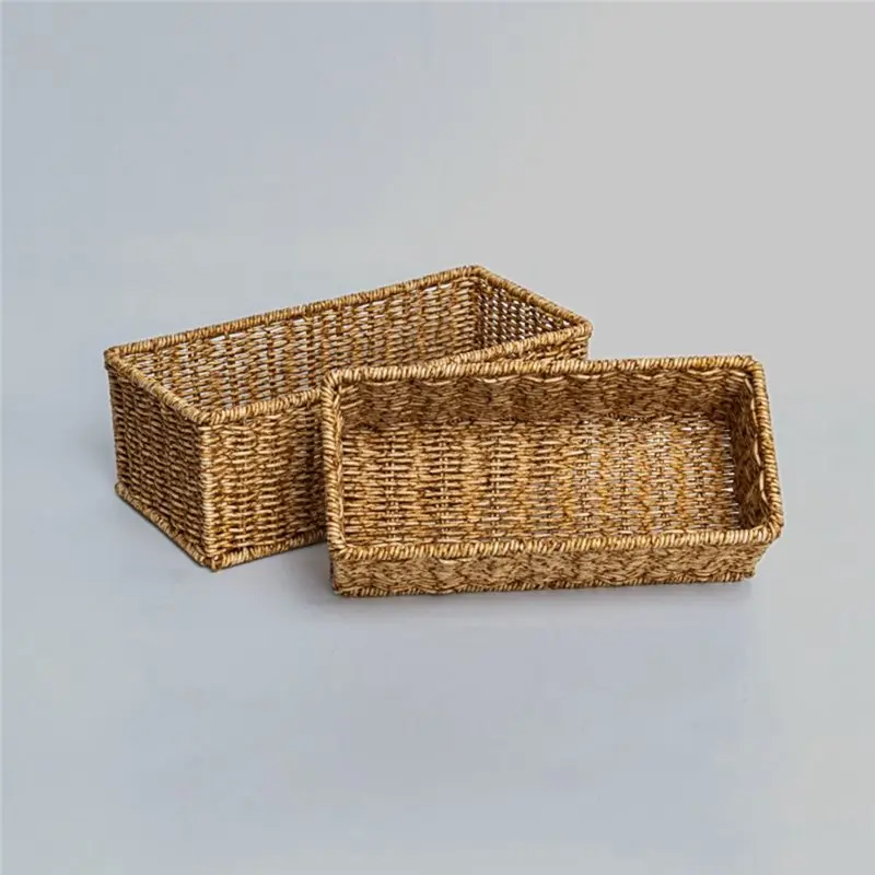 SEWS-Wicker Anti-Vine For Toilet Tank And Vanity Baskets With Integrated Handles- Complete Set 25X 11X 8.5Cm