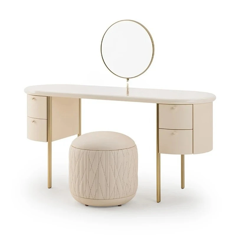 

Italian-Style Light Luxury Dressing Table Bedroom and Household Small Apartment Princess Stool Simple Makeup Table