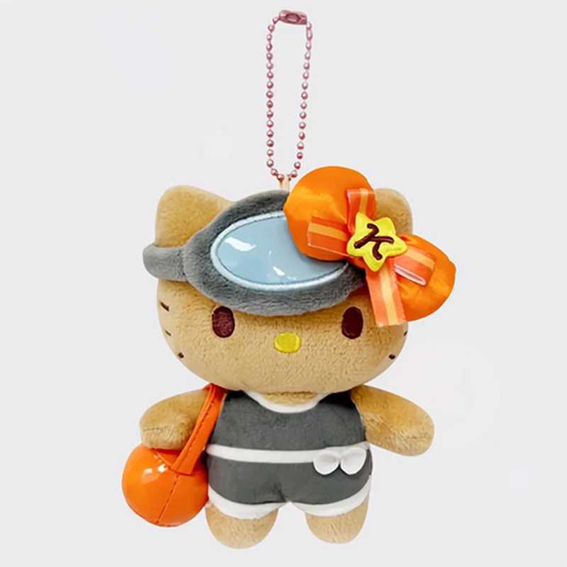 سانريو مرحبا كيتي أفخم المفاتيح لطيف أنيمي الكرتون أفخم سلسلة معلقة الحيوانات اللعب دمية على ظهره كيرينغ قلادة الفتيات الهدايا