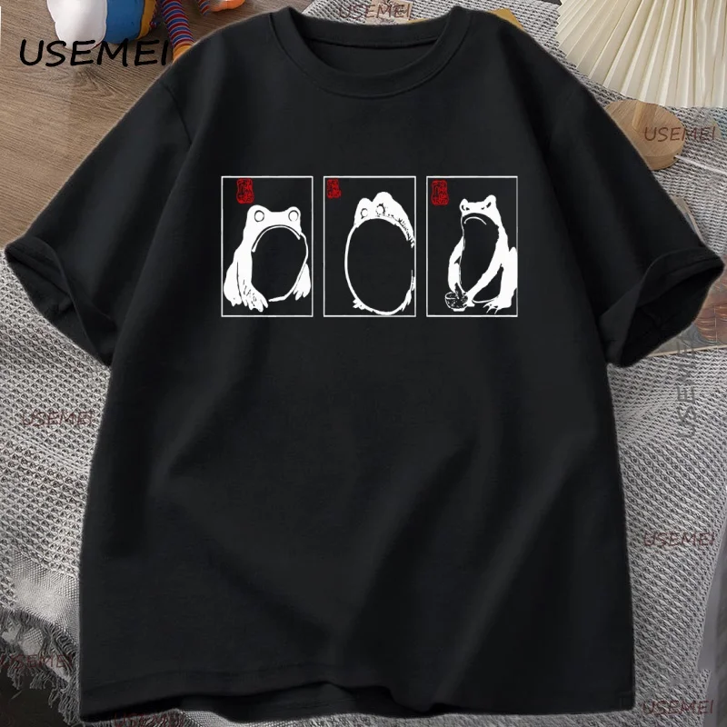 

Japanese Aesthetic Frog Tshirt Vintage Casual Cotton Short Sleeve Graphic Tees Mens Clothes Y2k T-shirt Streetwear Man Tops