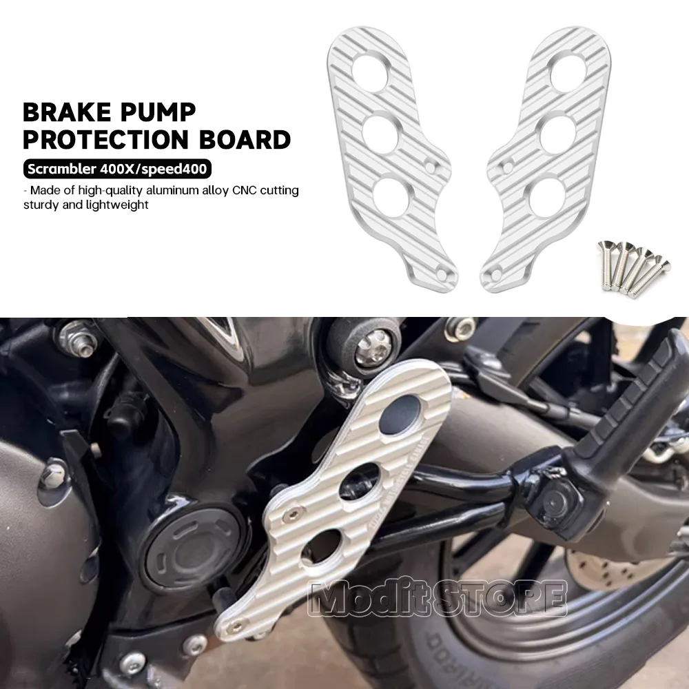 

For Scrambler 400X speed400 Speed 400 2024 2025- Motorcycle aluminum black and silver brake oil side pump protective cover plat