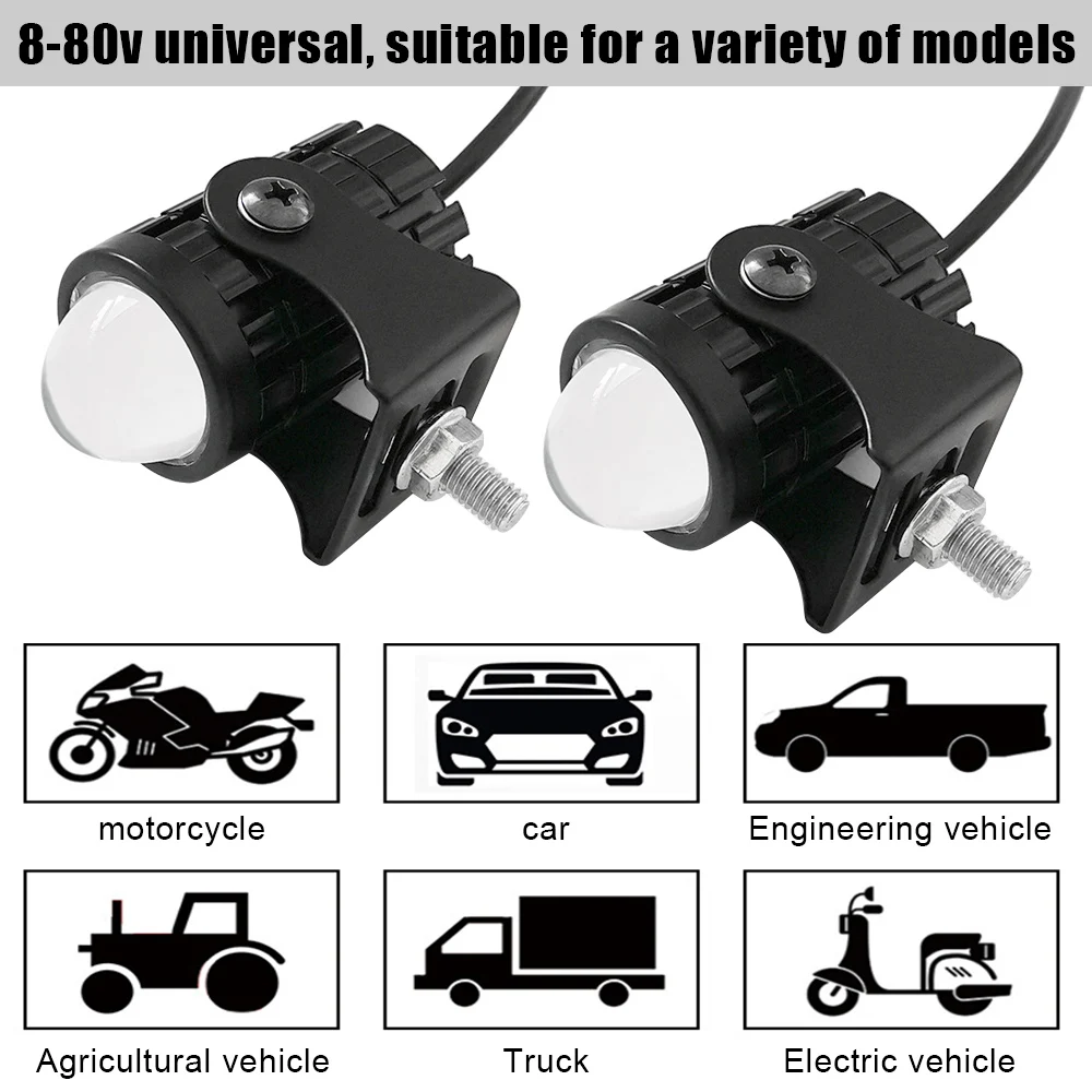 Dual Color Motorcycle Accessories Auxiliary Spotlight Lamp Universal Motorcycle LED Headlight Lens ATV Projector