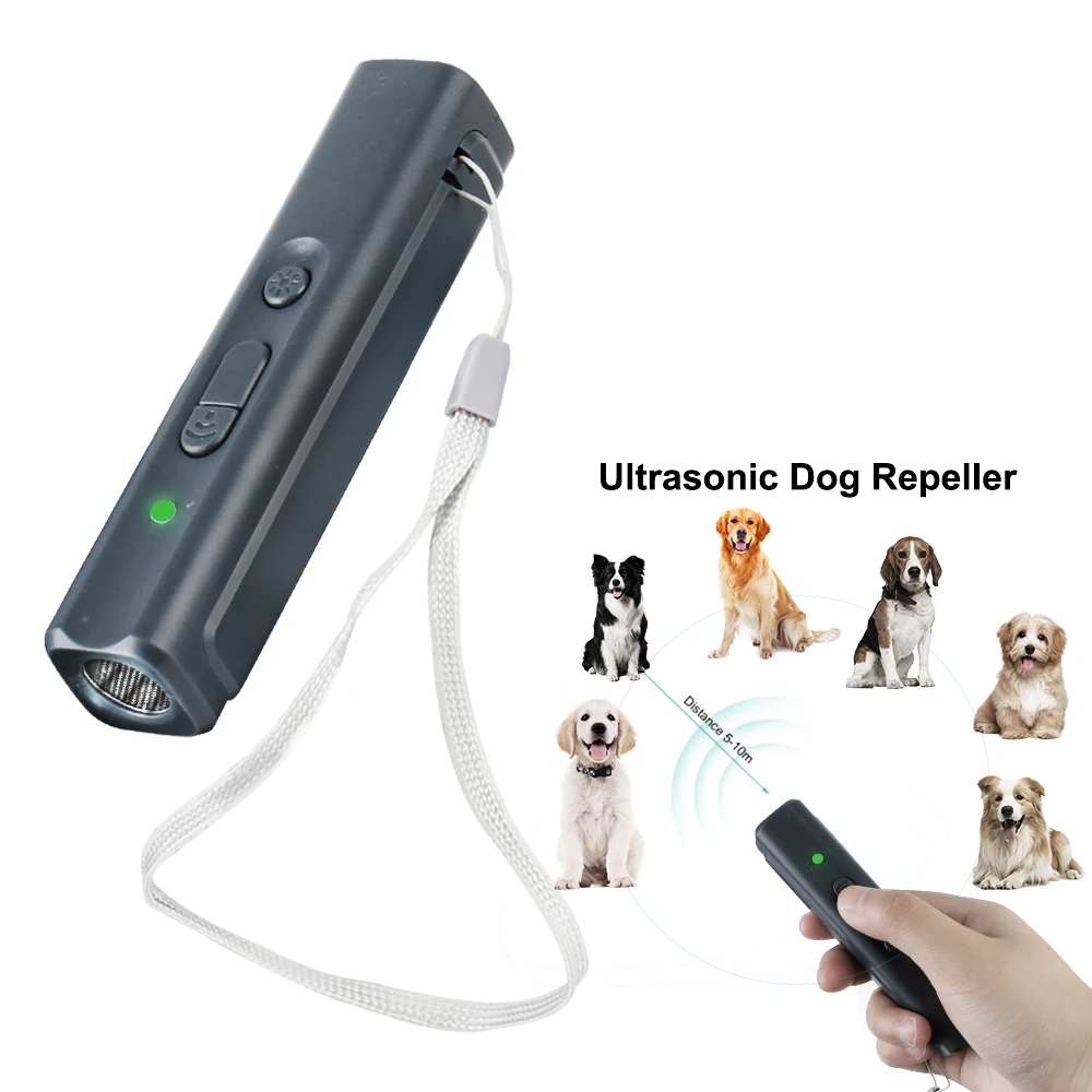 Ultrasonic Dog Repeller with LED Indicator Lanyard USB Rechargeable Dog Drive Device Dog Trainer Anti Barking Device