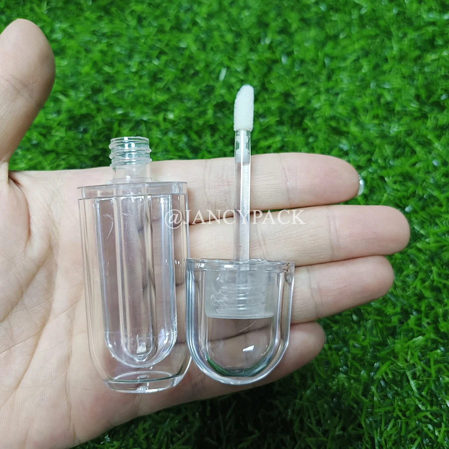 2ml atacado vazio tubo de brilho labial recipiente único transparente plana lipgloss varinha tubos totalmente claro lipgloss tubos logotipo personalizado