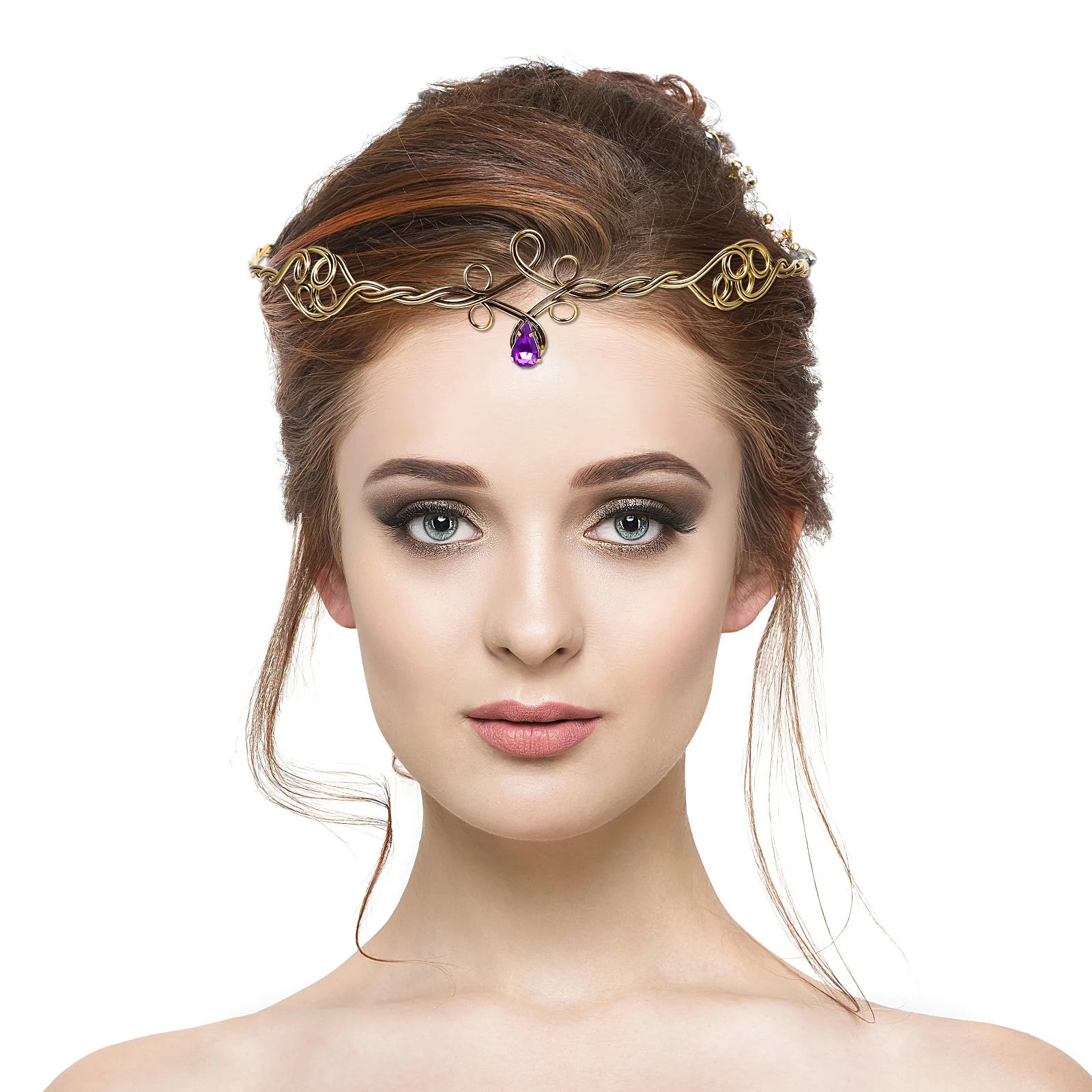 

Metal Hair Woven Headband for Women Girls Party Accessories Durable Rhinestone Headdress Iron Material Photo Prop