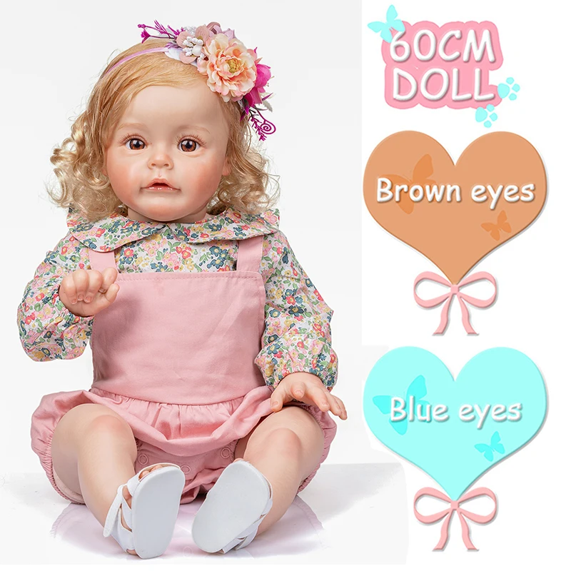 60CM Reborn Toddler Doll Sue-Sue Princess Girl Touch Soft Many Hand-Detailed with Rooted Hair Painting  Art Doll Gifts for Girls