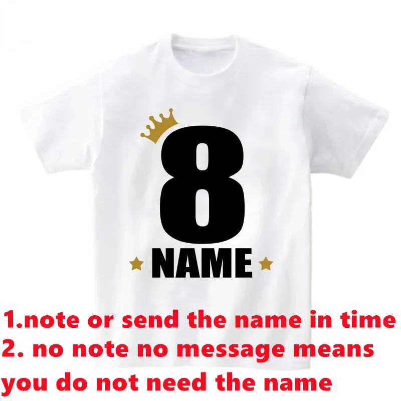 

Kids T Shirt Customized Boys T Shirts Girl Clothing Personalised Birthday AGE NAME Crown Shirt Children Tees Baby Clothes Number