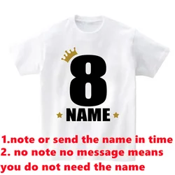 Kids T Shirt Customized Boys T Shirts Girl Clothing Personalised Birthday AGE NAME Crown Shirt Children Tees Baby Clothes Number