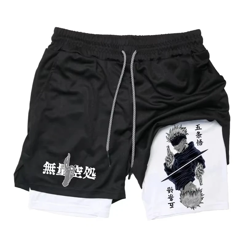 

Anime Jujutsu Kaisen 2-in-1 Compression Shorts for Men Quick Dry Athletic Workout Shorts with Pocket ZY00161