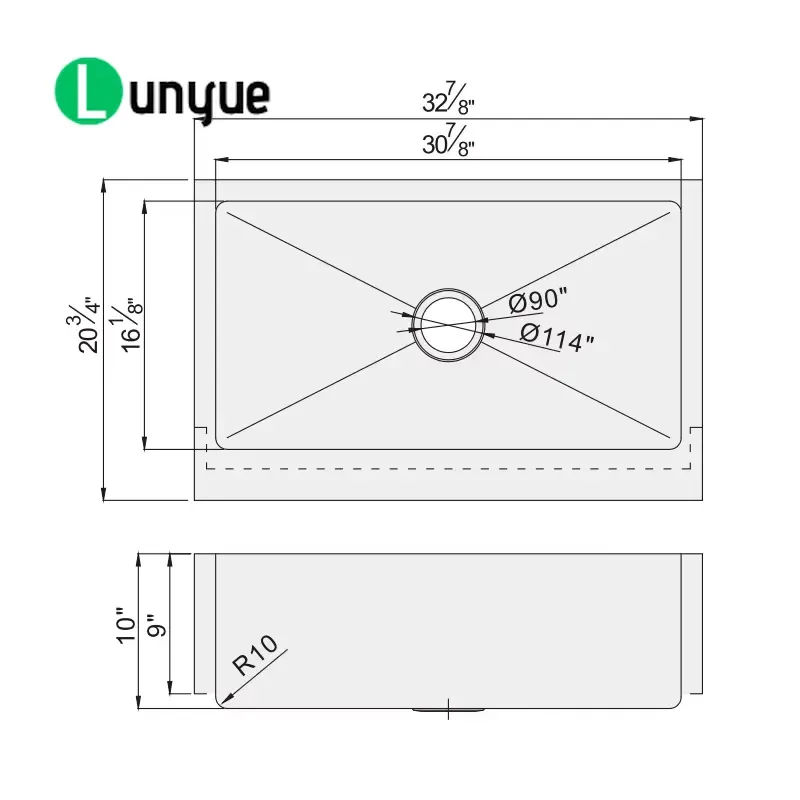 Stainless Steel Farmhouse Kitchen Sink Single Bowl Rectangle Recessed Apron Front Handmade Brushed Surface For Home