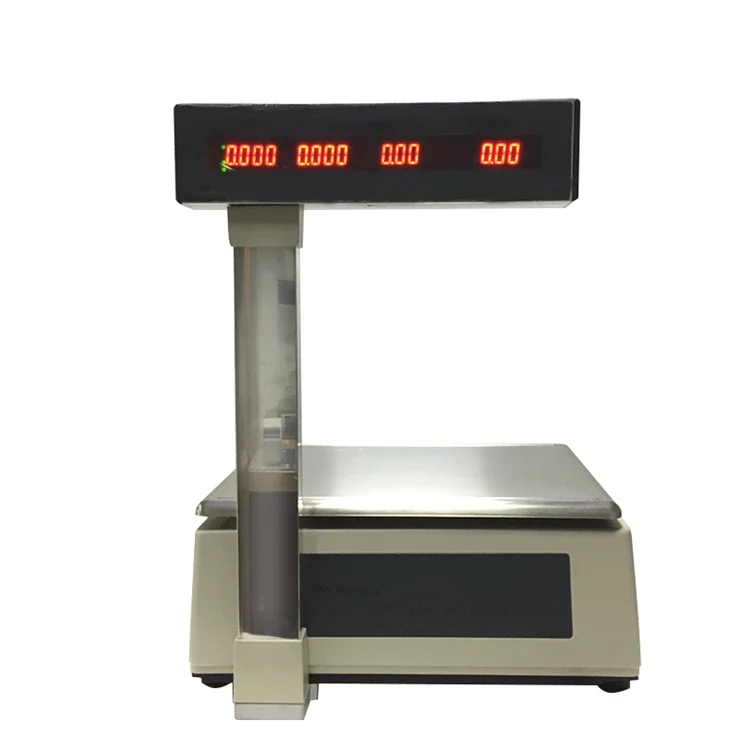 RS232 Thermal Label Printing 15KG/30kg Electronic Digital Weighting Scale with pole support Multiple language for fruit store