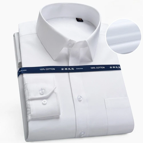 Camisa de manga larga de algodón 100 de Color sólido S- 8XL para hombres, camisa blanca Formal de negocios para trabajo de oficina Social, camisa blanca de manga larga para hombres, corte ajustado