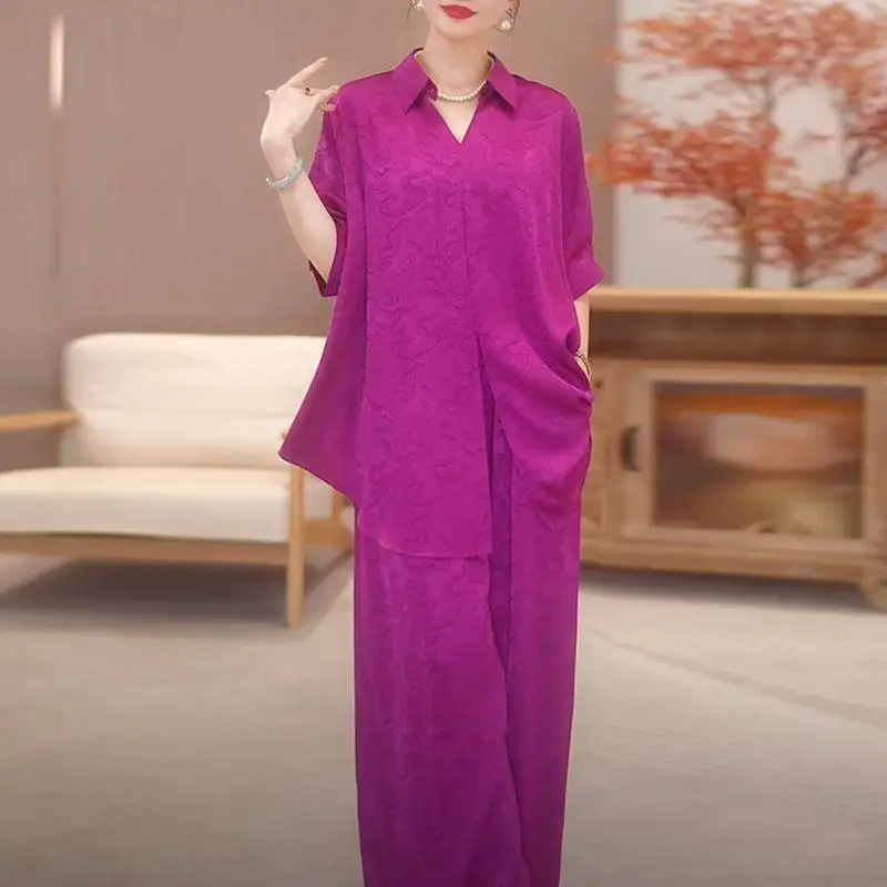 

Fashion Women's Set Spring/Summer Korean Edition Short Sleeve Shirt Casual Pants Two Piece Set