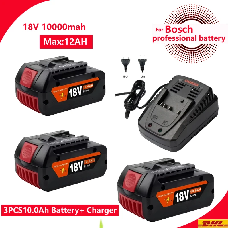 

Литий-ионная аккумуляторная батарея 18 В, 6,0 Ач для Bosch BAT609 BAT609G BAT618G BAT614 для электрической дрели с зарядным устройством