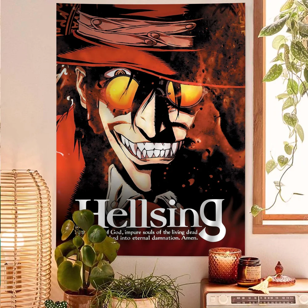 Anime Hellsing Tapestry Art Printing Japanese Wall Tapestry Anime Wall Hanging Home Decor