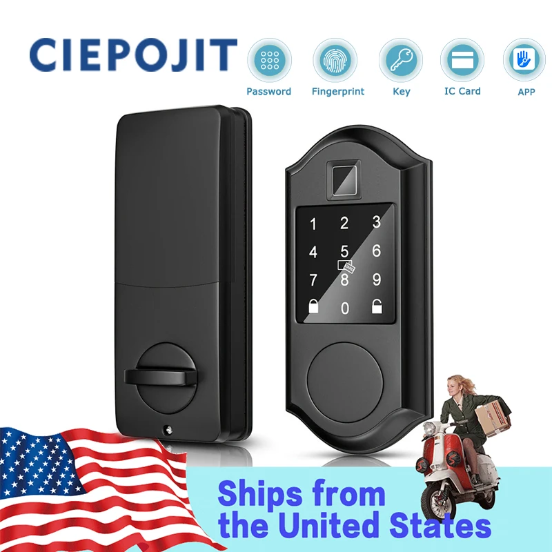 CIEPOJIT Smart Vingerafdruk Nachtschoot Smart deurslot Elektrisch slot met klink Auto Lock Key/Wachtwoord/TTLOCK APP