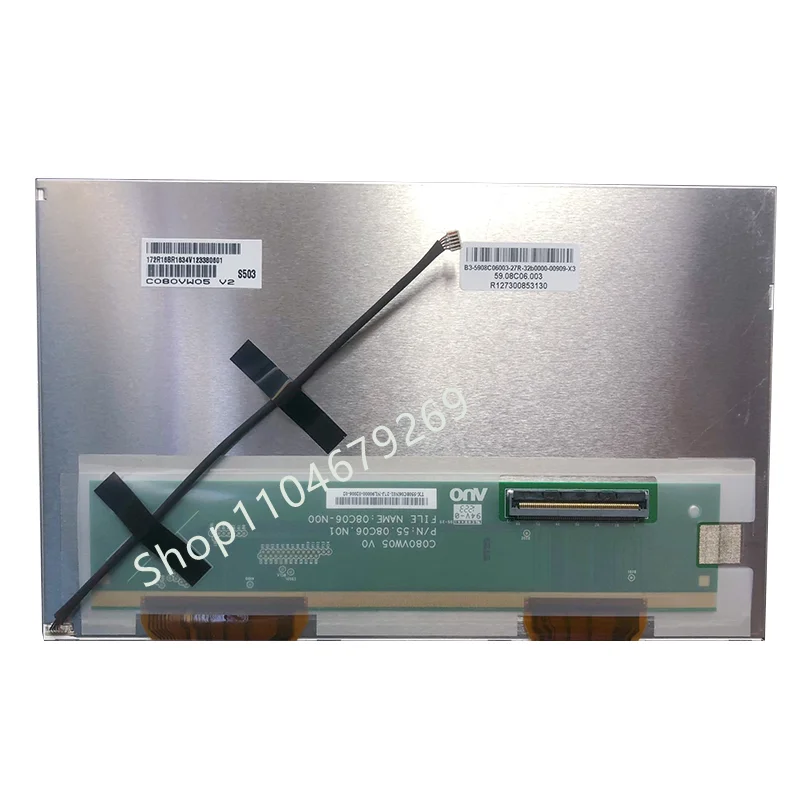 C080VW05 V2 8-calowy wyświetlacz TFT LCD LED 800x480 lcd do nawigacji samochodowej centralnego sterowania wewnętrznego ekranu 100% probado