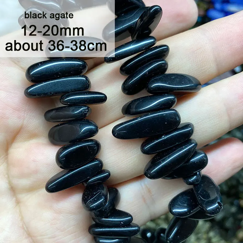 Wholesale Black Stone Rondelle Agates Square Onyx Irregular Tourmaline Round Beads for Jewelry Making Diy Bracelet Accessories