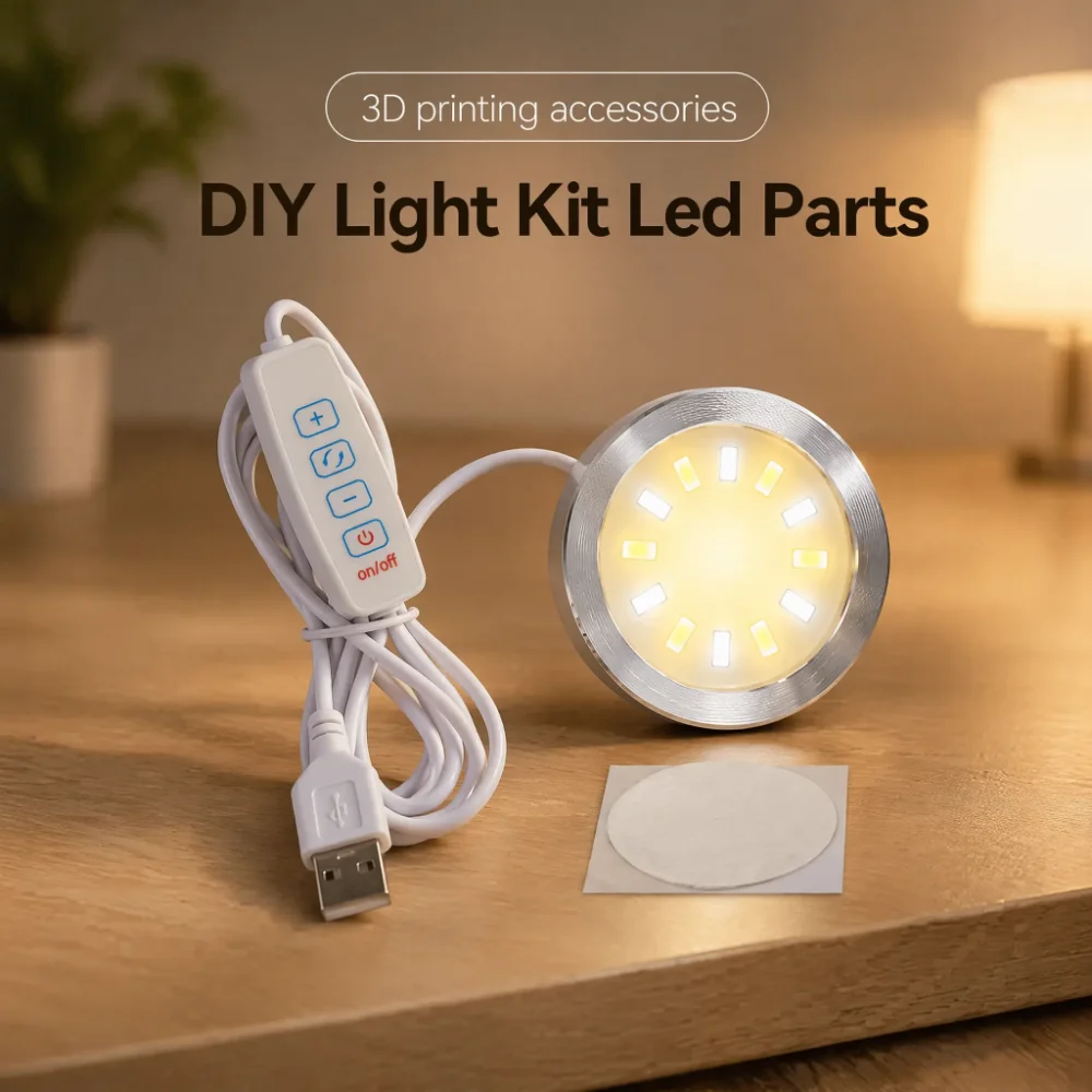 Zestaw regulowanego oświetlenia LED Bambu Lab, elementy oświetleniowe Bambulab, zestaw oświetleniowy 001, części oświetleniowe LED, model DIY, akcesoria do drukarek 3D — zdjęcie produktu 3