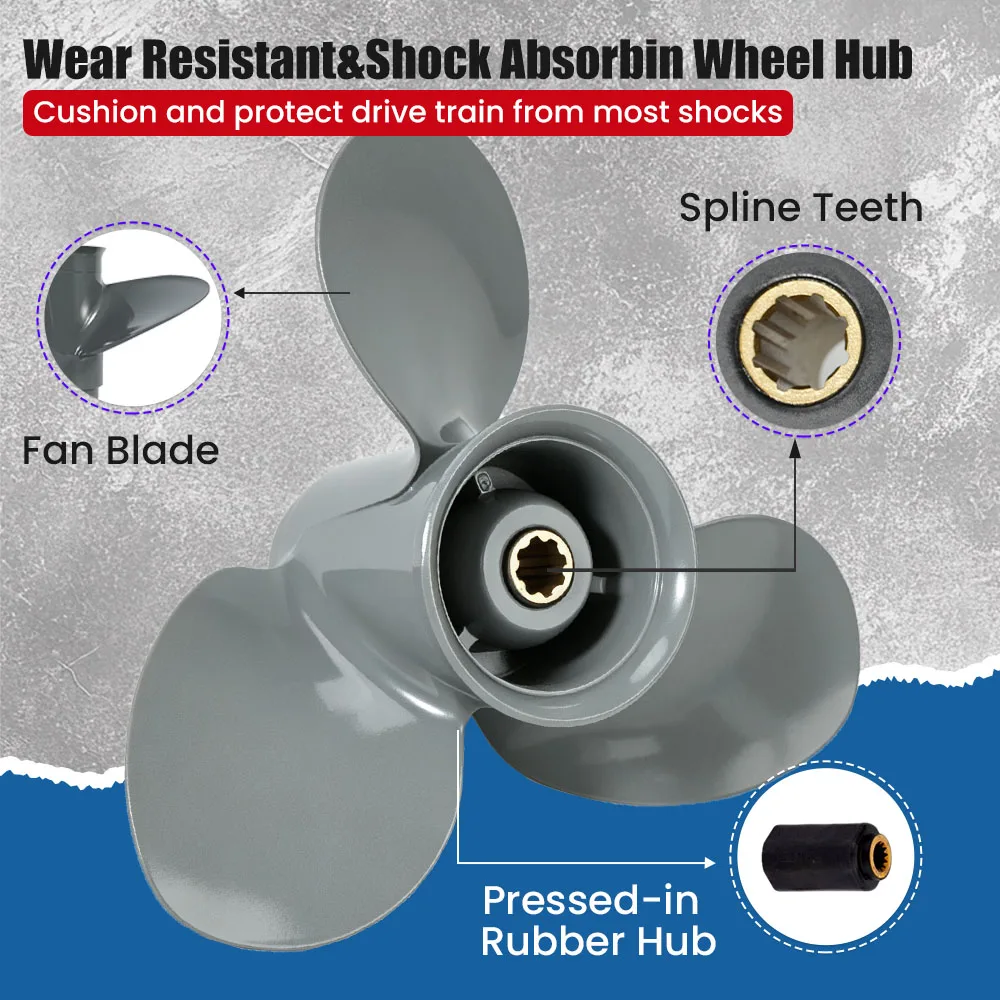 Outboard Propeller 9 1/4x11 For Honda 8hp 9.9HP 15HP 20HP Boat Aluminum Alloy Screw 3 Blade 8 Spline Marine Engine