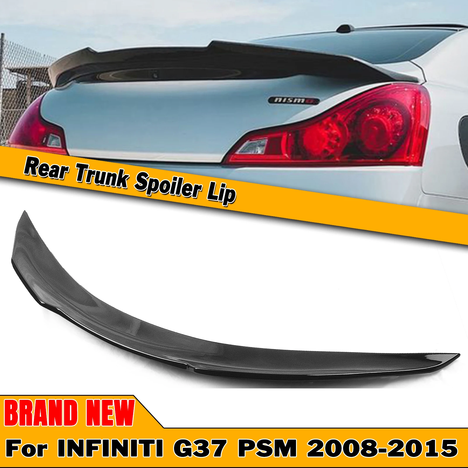 

Rear Trunk Spoiler Wing For Infiniti G37 G25 G35 Q40 Q60 2 Door Coupe 2008-2015 PSM Gloss Black/Carbon Fiber Look Splitter Lip