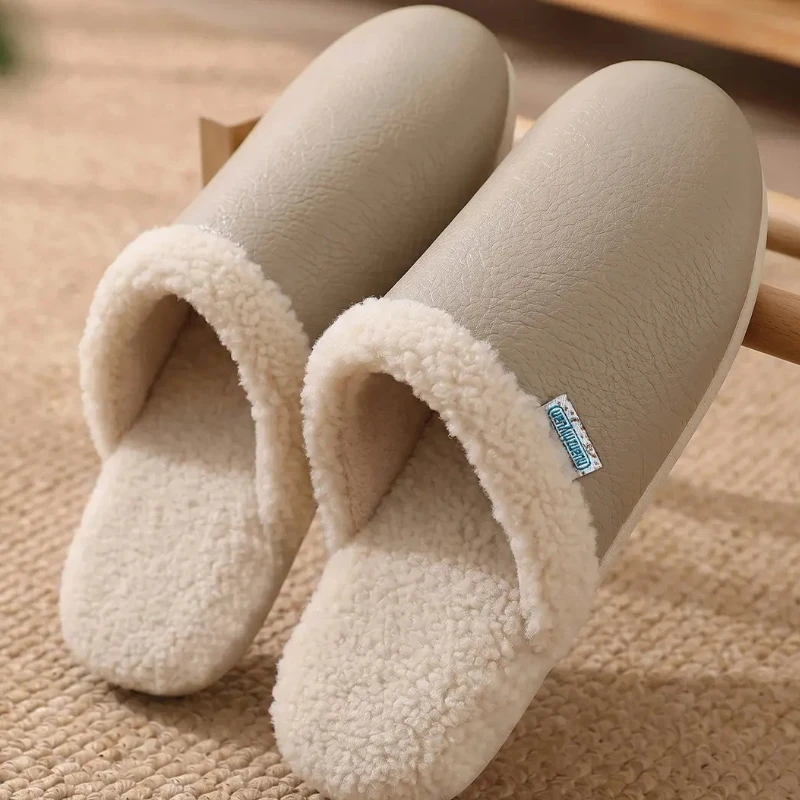 Men's Women's Winter Home Cotton Slippers Winter Velvet Lovers One Pedal Silent Cotton Slippers