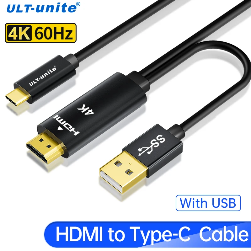 HDMI-Compatible to USB C Cable One Way 4K60Hz HDMI to Type C Converter for Xreal Nreal Air Steam Deck Dock PS5 Portable Monitor