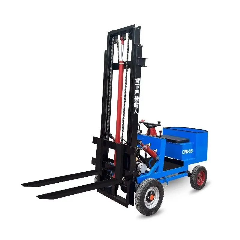 Electric simple forklift hydraulic lift loading and unloading truck seat-mounted four-wheel loader household warehouse lifting
