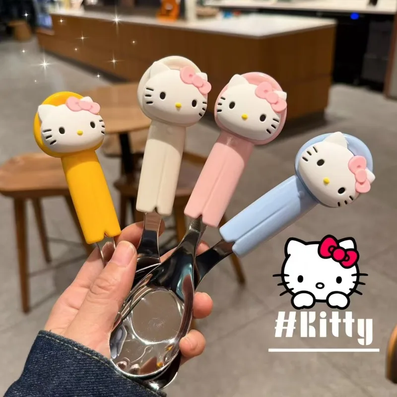 

Creative HelloKitty Spoon 304 Stainless Steel Cute Kids Eating Spoon Dessert Soup Ice Cream Non-Slip Handle Girls Birthday Gift