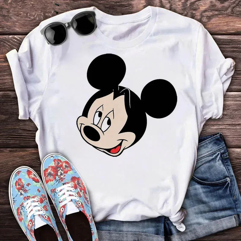 Mickey Minnie Mouse Disney T-shirts Women Funny Fashion Streetwear 2024 New Summer Short Sleeve T Shirt Female y2k Cloting Tops