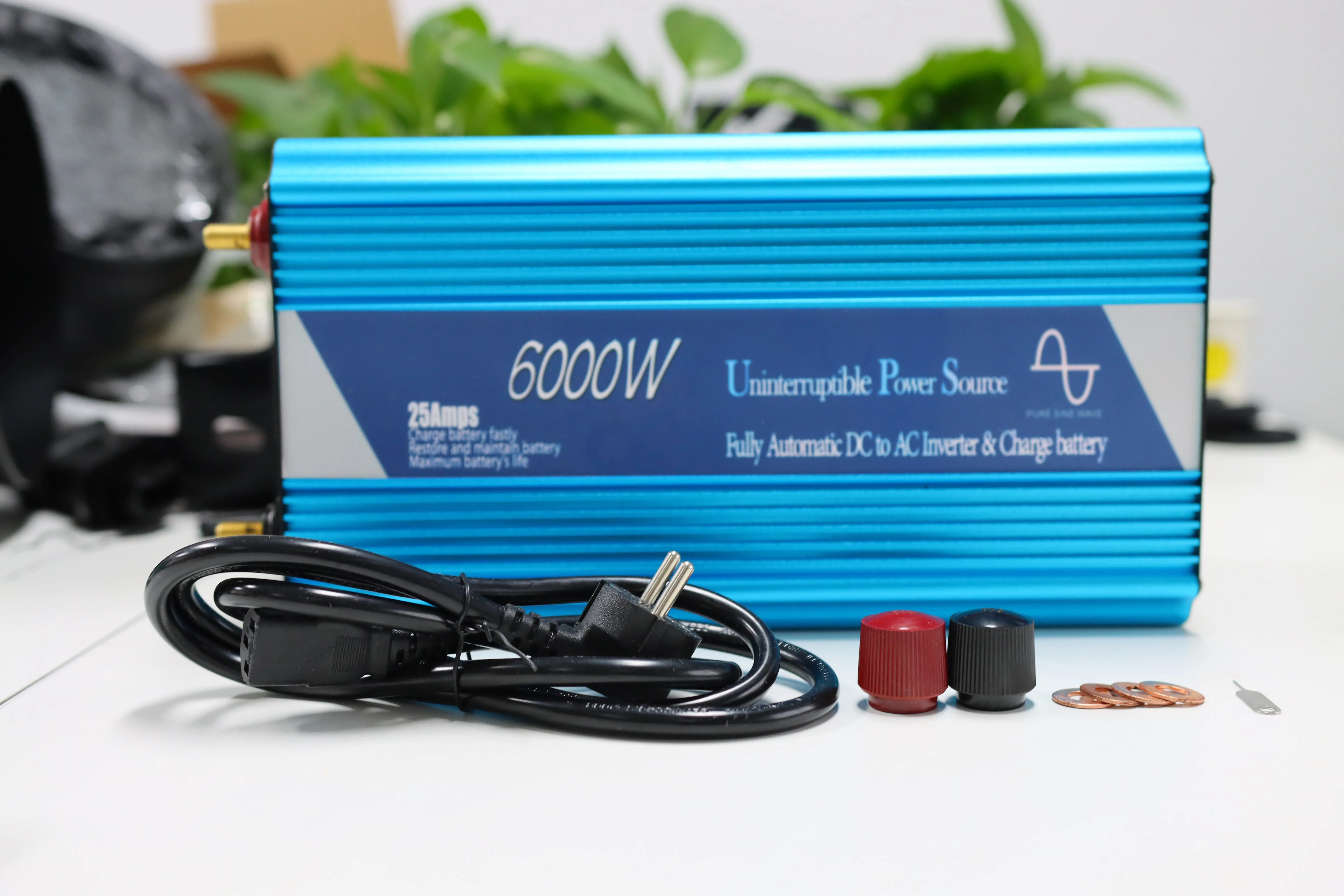 UPS Inverter Charger 6000W 8000W Pure Sine Wave Converter DC 12V 24V 48V to AC 220V Uninterruptible Battery Charging Inversor