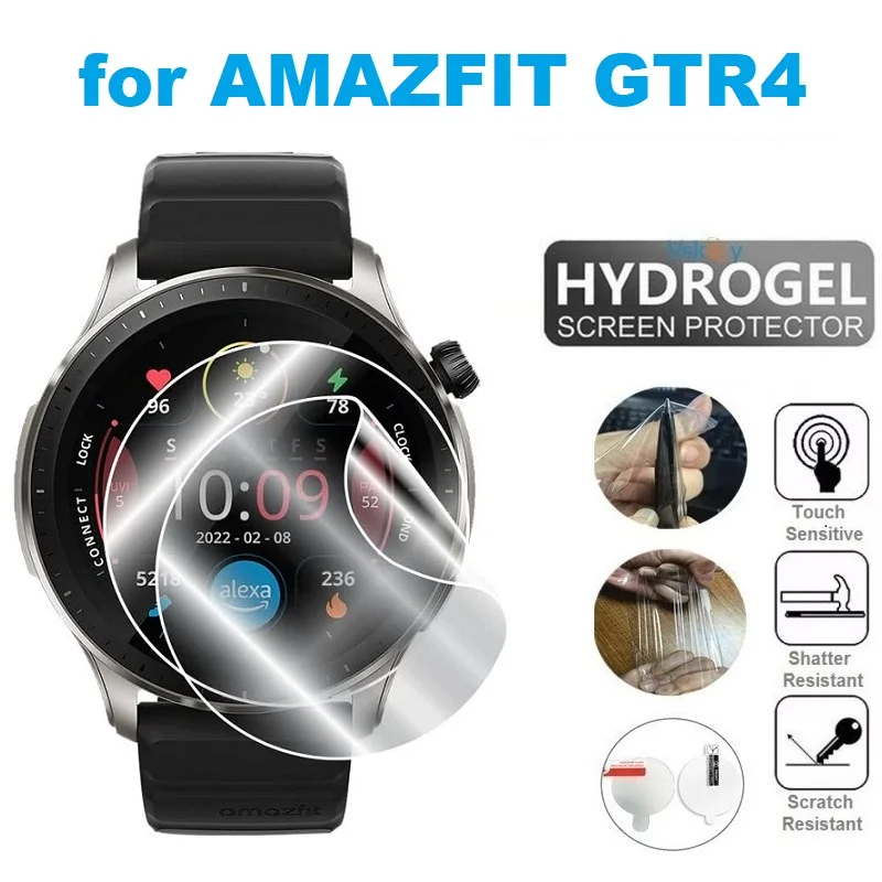10PCS TPU Hydrogel Screen Protector for Amazfit GTR4 Smart Watch HD Clear Soft Protective Film for Amazfit GTR 4
