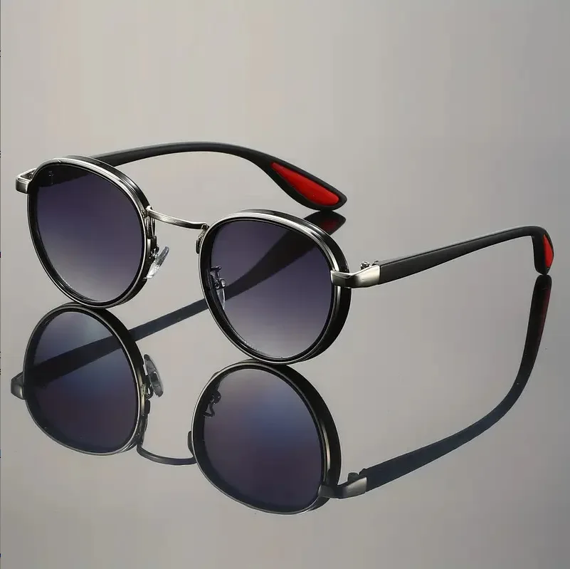 

Vintage Designer Outdoor Sunglasses Men Round Fashion Metal Titanium High Quality Sun Glasses Man UV Protection Glasses Woman