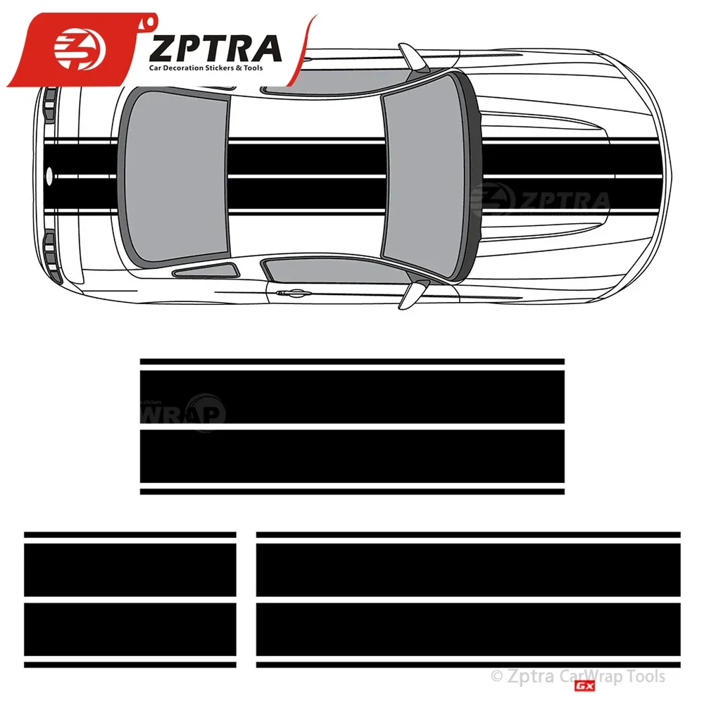 

1Set For Ford Mustang Dual Rally Racing Stripes Vinyl Double Stripe Decals Car styling Racing Stripes Pinstripe Car Wrap Sticker