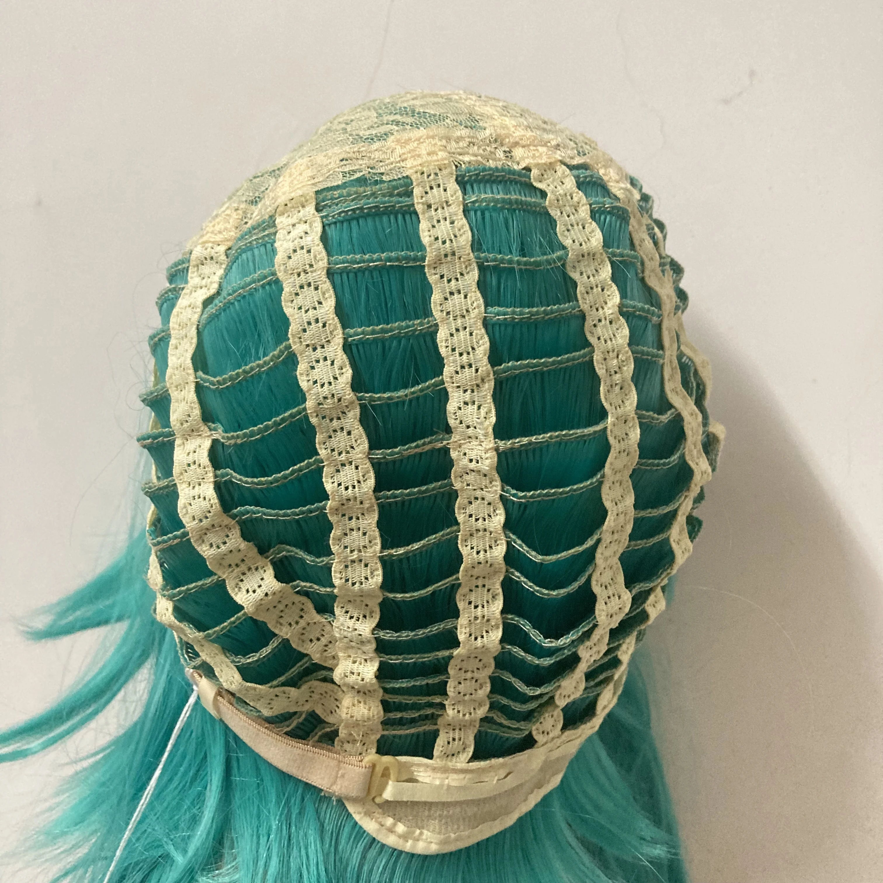 HAIRJOY włosy syntetyczne długie proste zielone peruka do cosplay z 2 klipsami w kucykach Vocaloid Hatsune Miku peruka kostiumowa