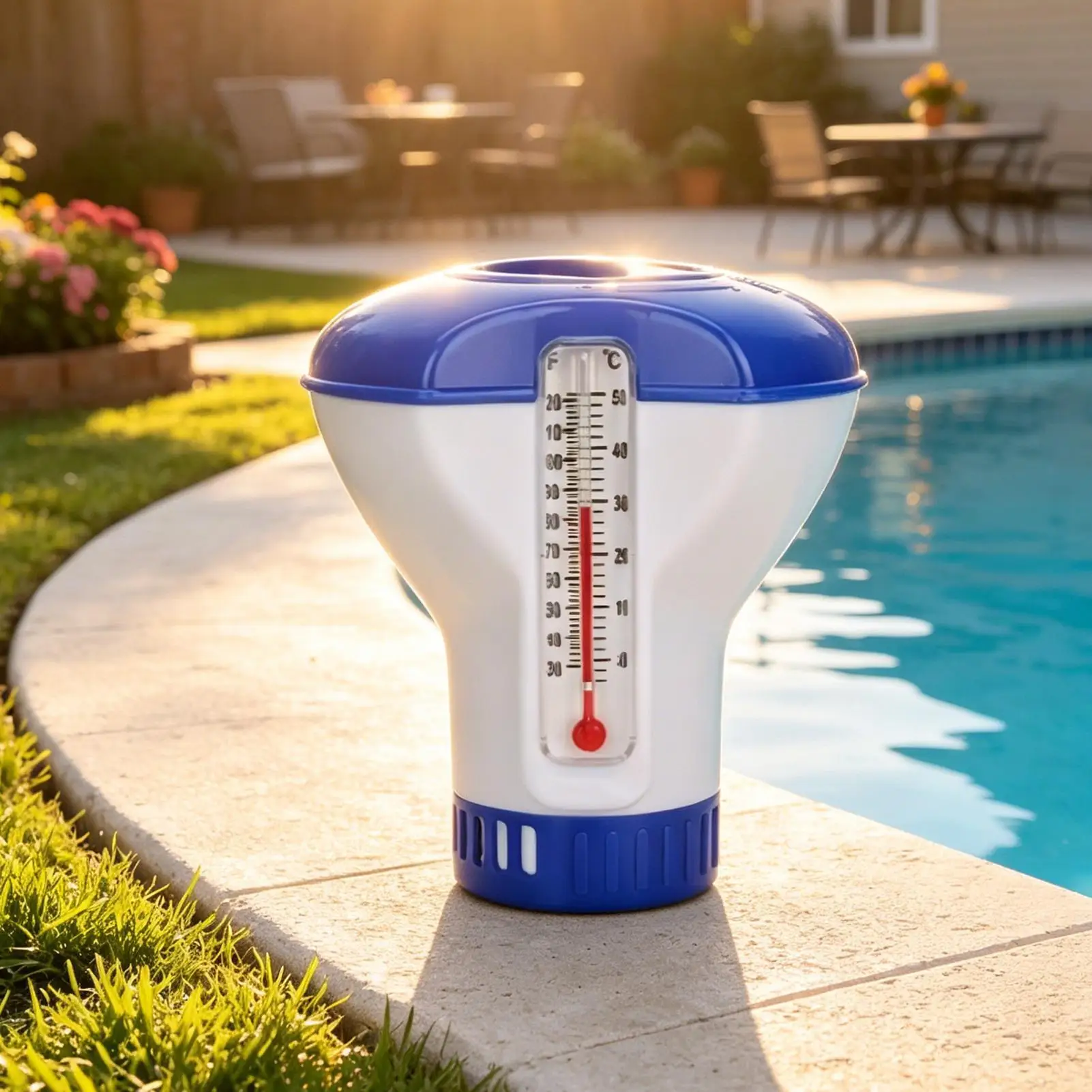 Chlorine Floater Tablet Dispenser with Temperature Gauge Chlorine Dispenser for Resort Hotel Home Garden Beach Lake Outdoor Spa view 6
