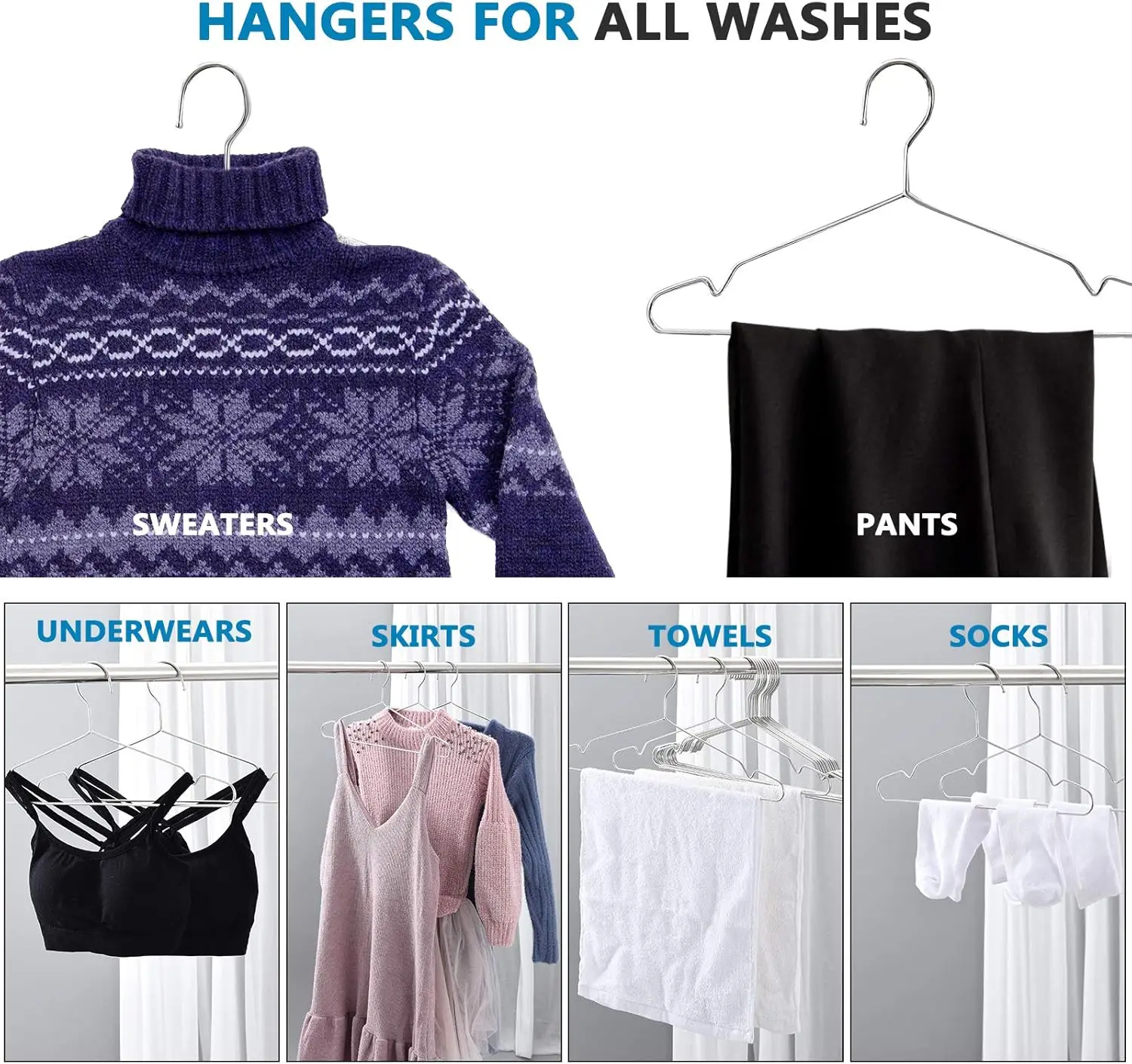 Wieszaki druciane - 45 cm wytrzymałe wieszaki ze stali nierdzewnej (50 sztuk)