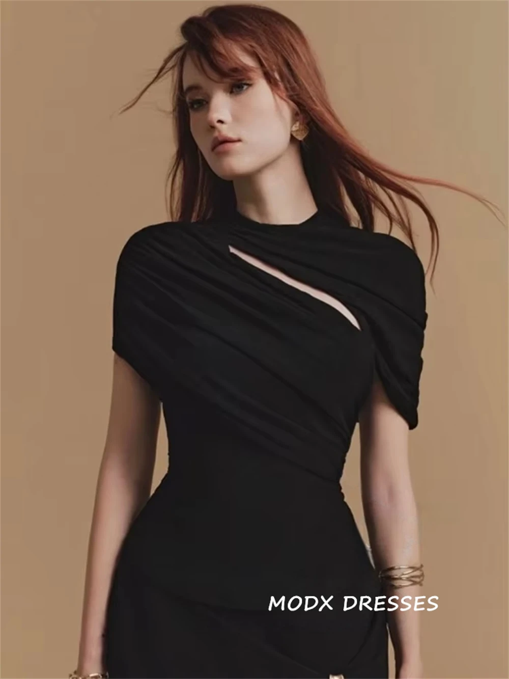 MODX Customized Elegant Two-piece set Hollow Out Pleated Cape Sleeve Top Irregular Side Split Skirt Women's Party Suit 2026