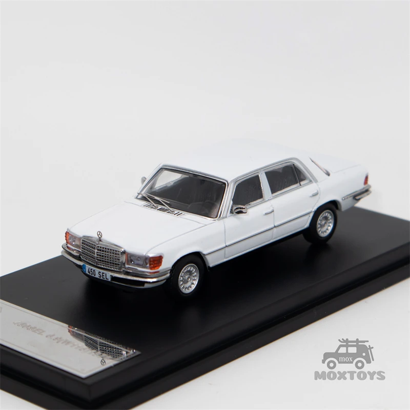 Carro modelo MaxWell-Diecast, 1:64, 1976 S 450SEL W116, branco prateado e preto, descodificação 699